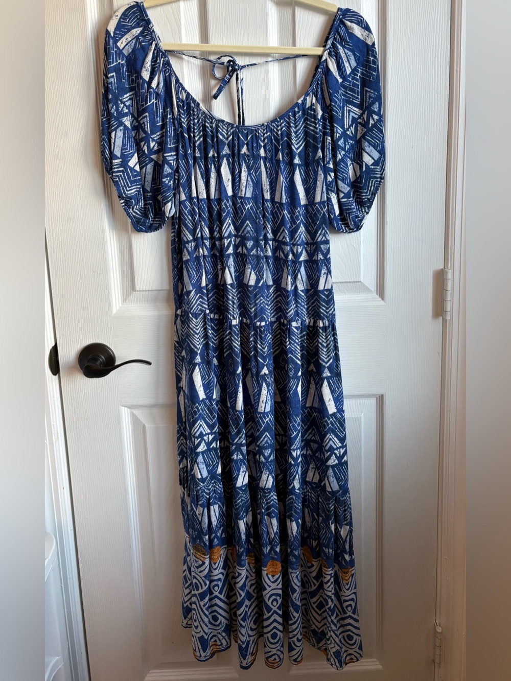 Knox Rose Blue and White Geometric Midi Dress, Size XS - Picture 2 of 6